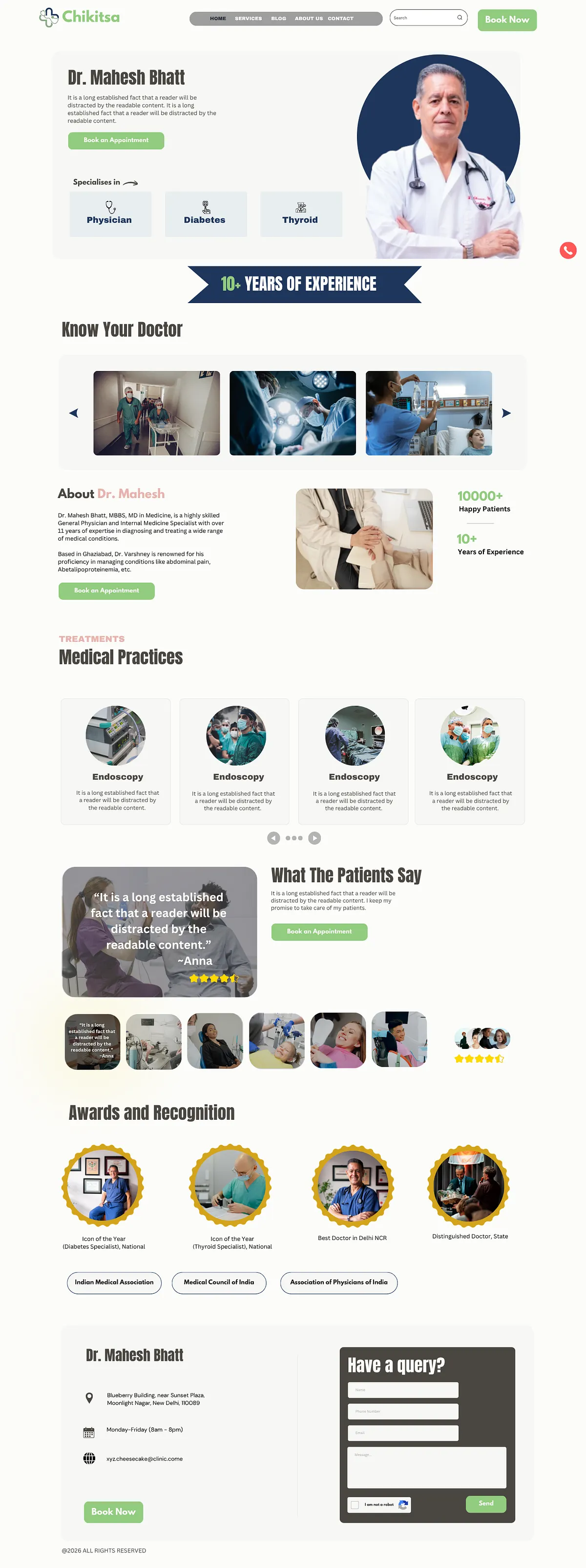 Chikitsa website design with clean medical interface and patient-focused layout