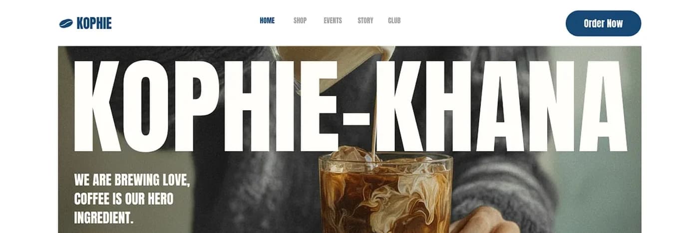 Kophie-Khana — coffee brand landing page case study banner